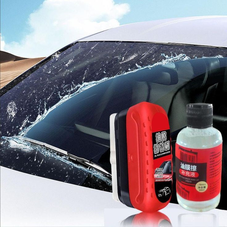 Car Glass Oil Film Remover & Cleaner Brush