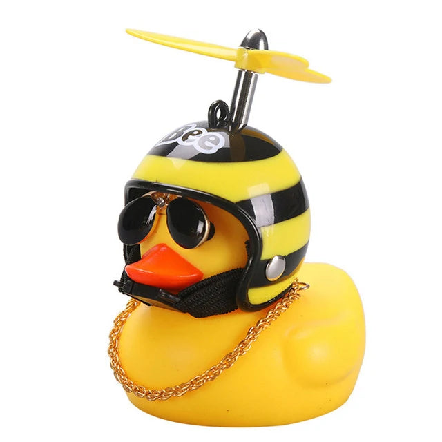 Car decoration rubber duck in helmet