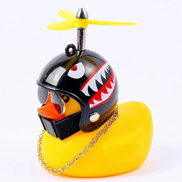 Car decoration rubber duck in helmet