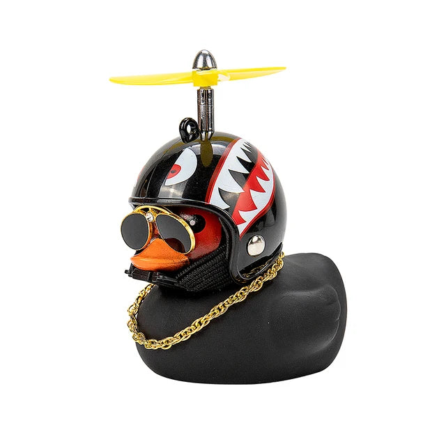 Car decoration rubber duck in helmet