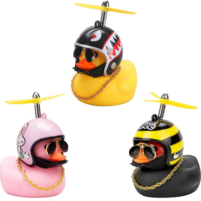 Car decoration rubber duck in helmet