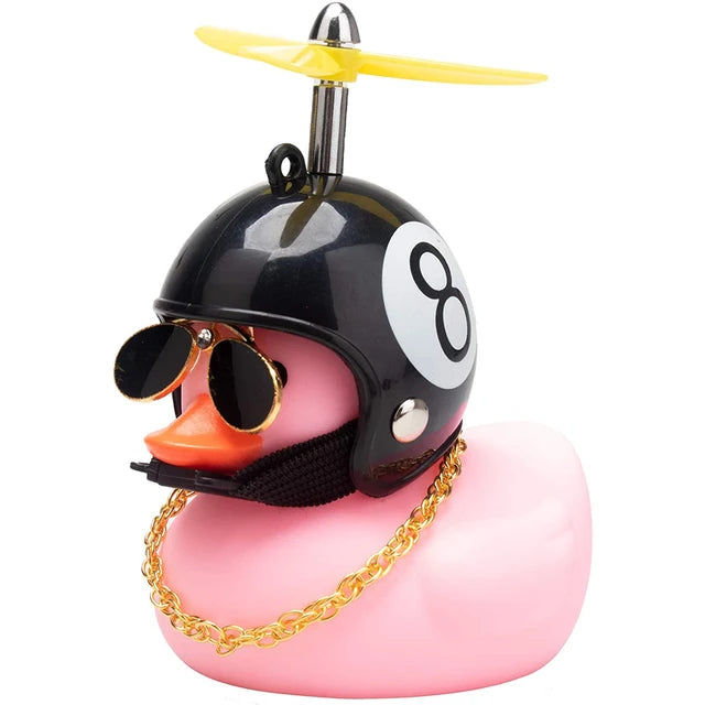 Car decoration rubber duck in helmet