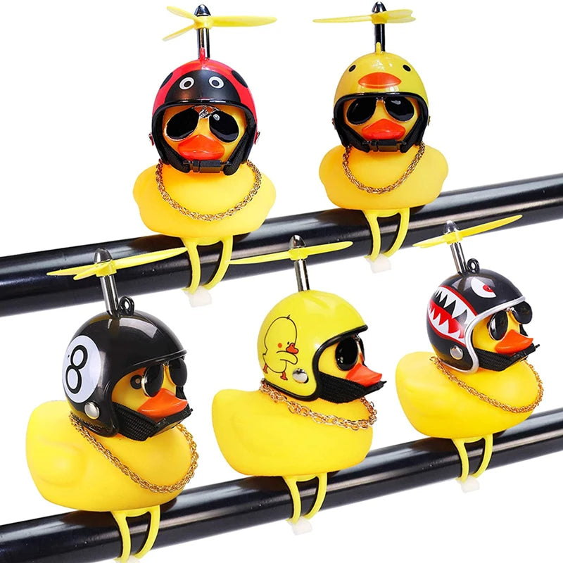 Car decoration rubber duck in helmet