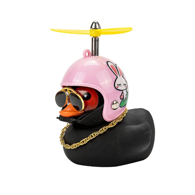 Car decoration rubber duck in helmet