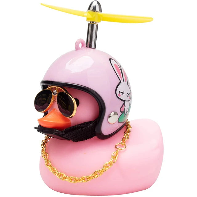 Car decoration rubber duck in helmet