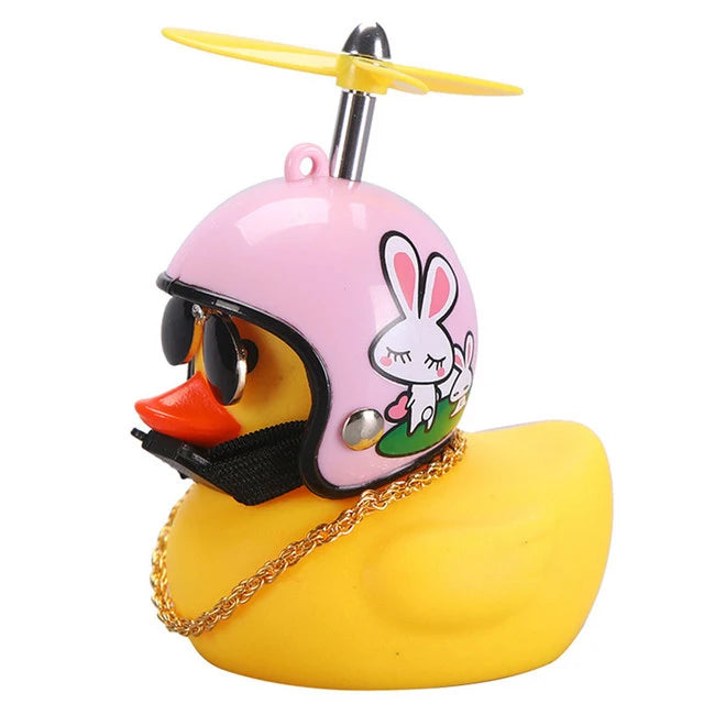 Car decoration rubber duck in helmet