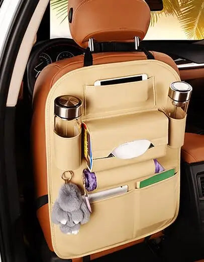 Leather Car Seat Back Organizer – Universal Multifunction Storage Bag