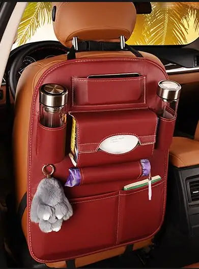 Leather Car Seat Back Organizer – Universal Multifunction Storage Bag