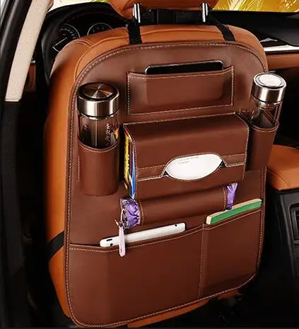 Leather Car Seat Back Organizer – Universal Multifunction Storage Bag