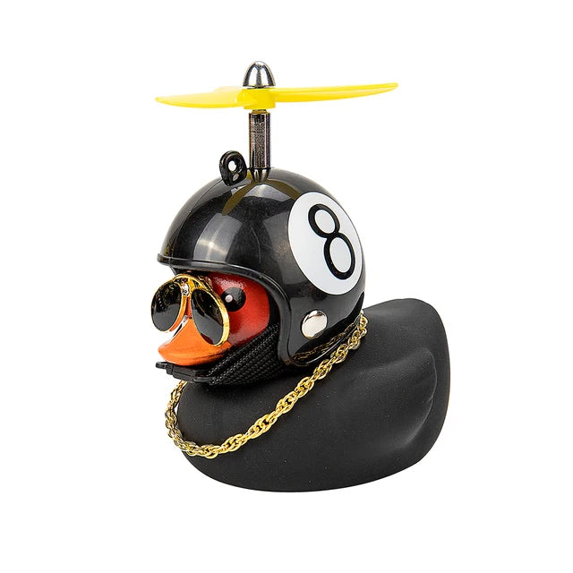 Car decoration rubber duck in helmet