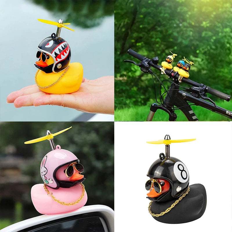 Car decoration rubber duck in helmet