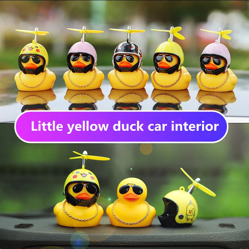 Car decoration rubber duck in helmet