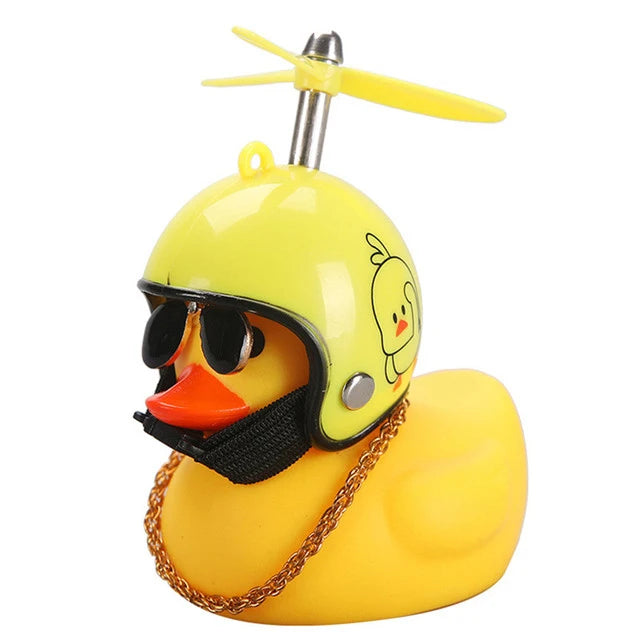 Car decoration rubber duck in helmet