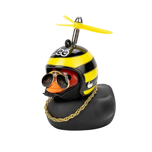 Car decoration rubber duck in helmet