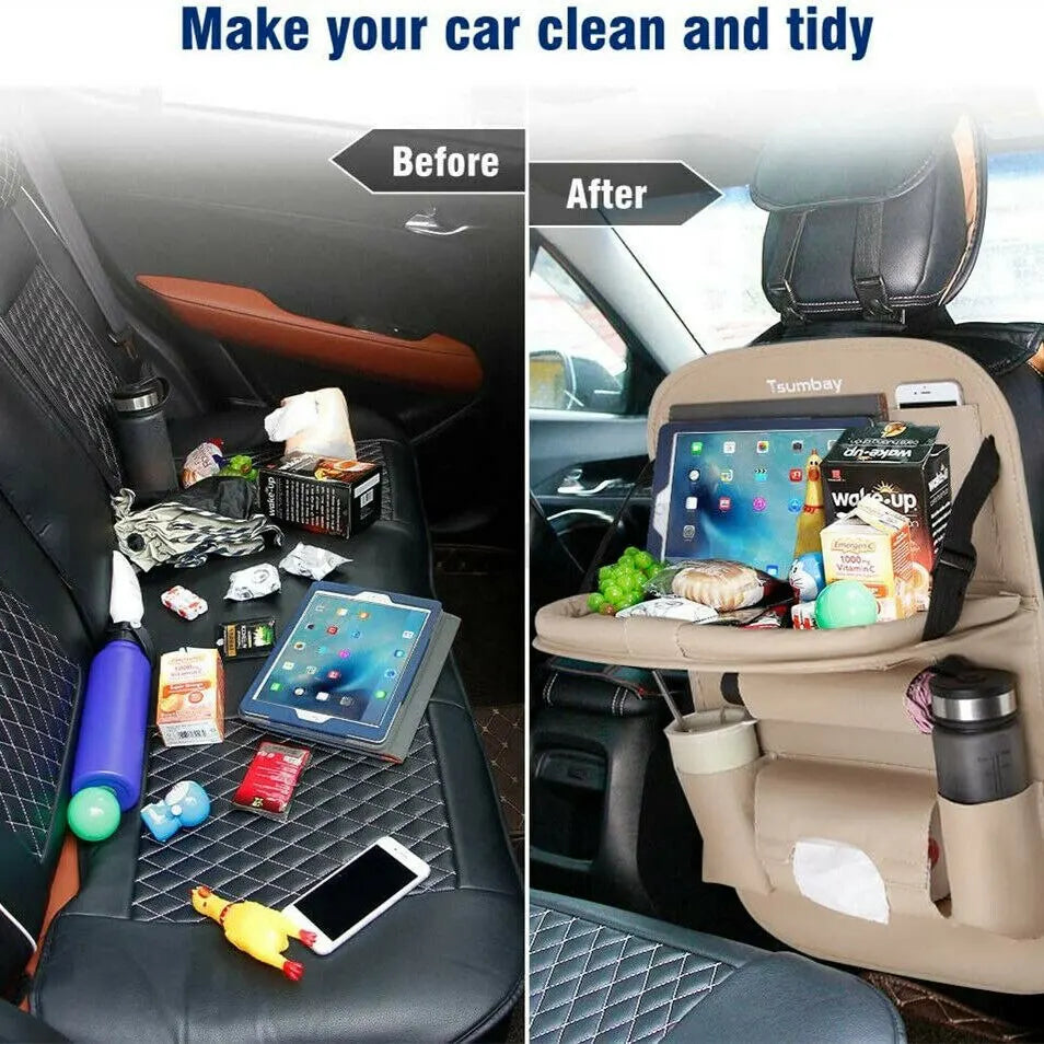 Leather Car Seat Back Organizer – Universal Multifunction Storage Bag