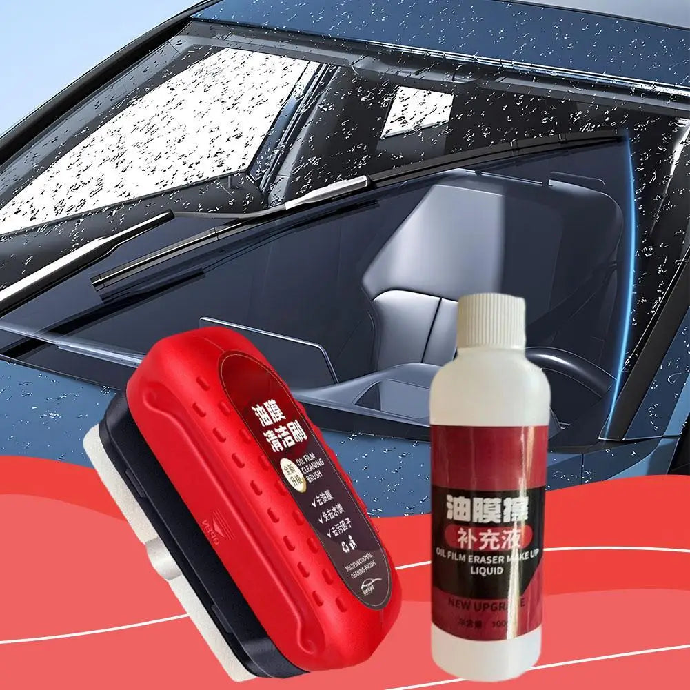 Car Glass Oil Film Remover & Cleaner Brush