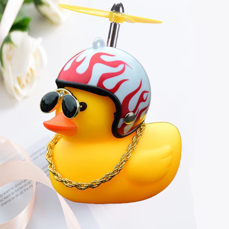 Car decoration rubber duck in helmet