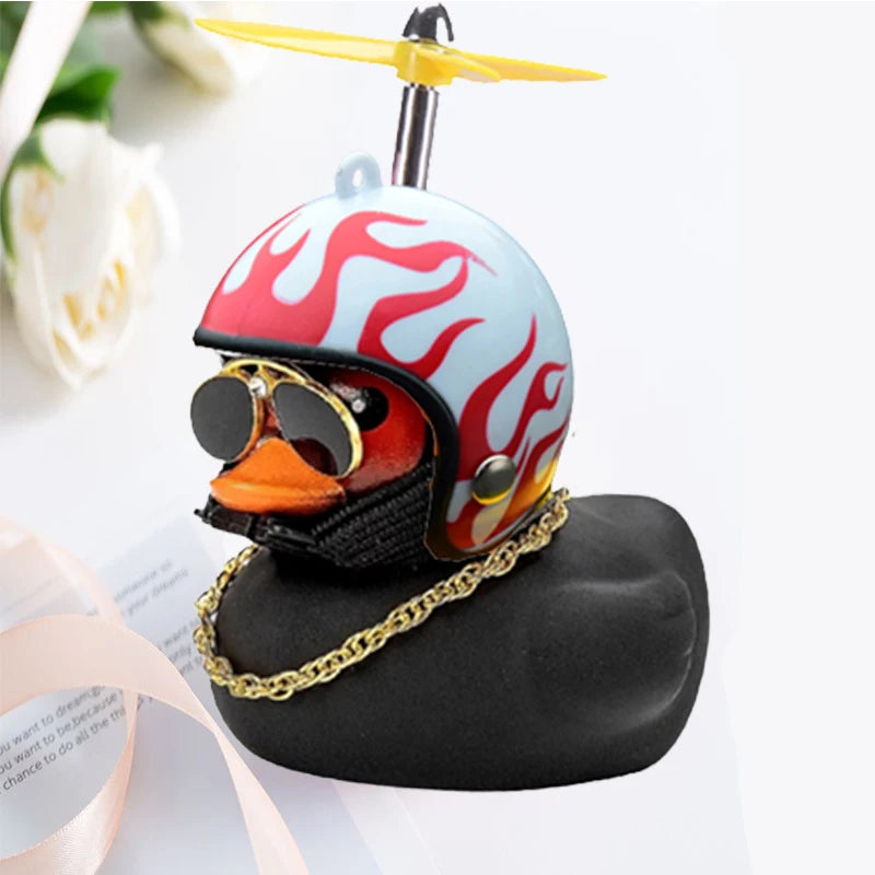 Car decoration rubber duck in helmet