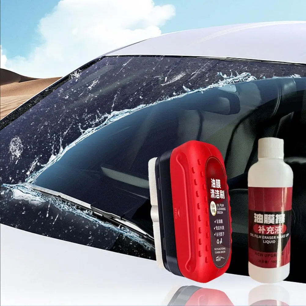 Car Glass Oil Film Remover & Cleaner Brush